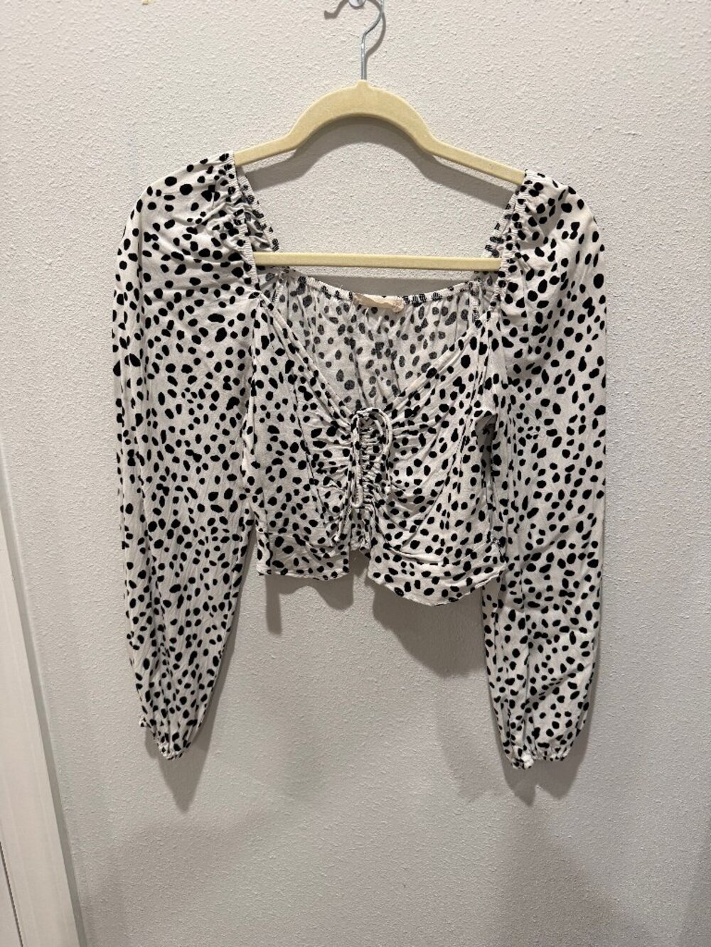 Altar'd State Long Sleeve Cropped Polka Dot top